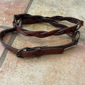 American Eagle leather braided metal hoop belt